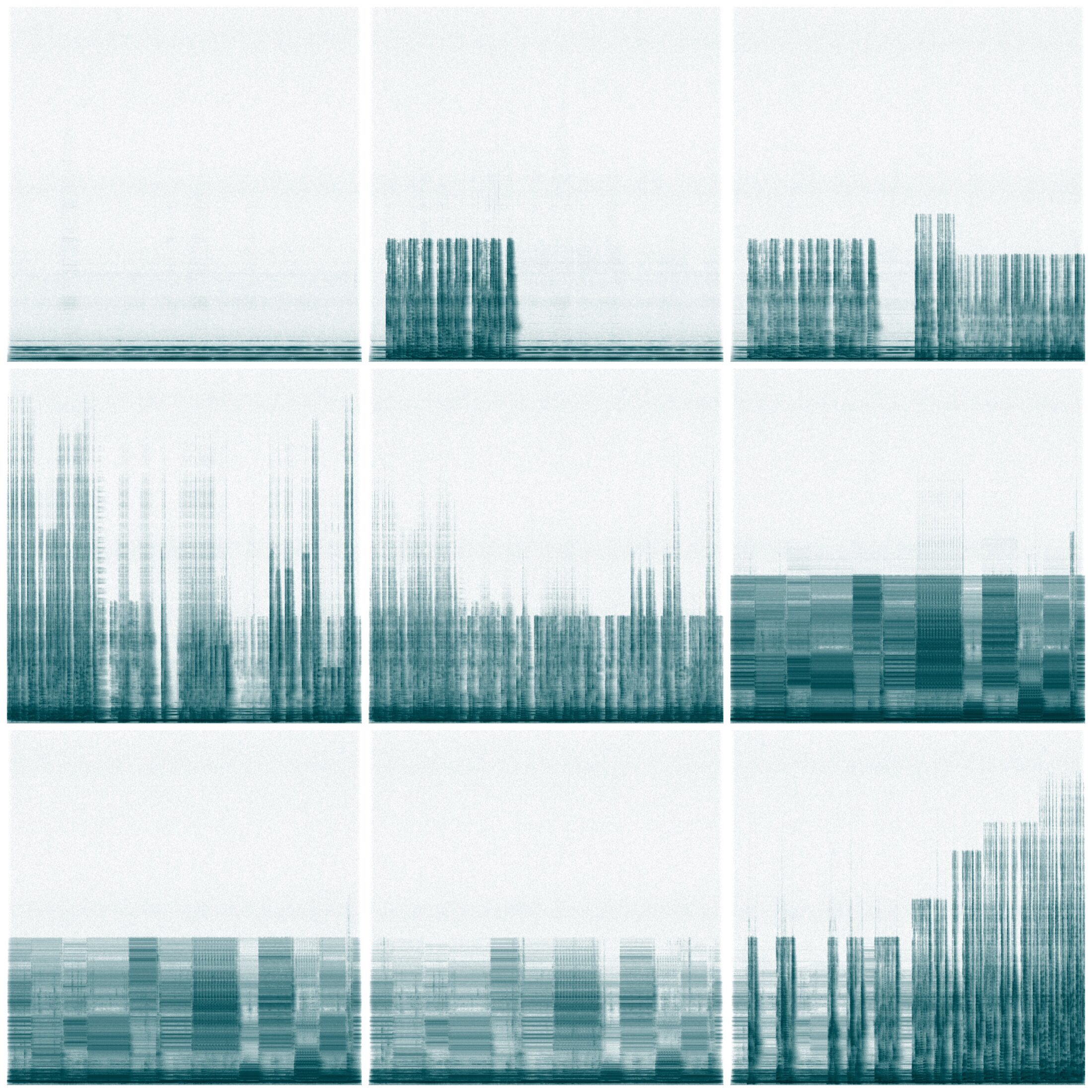 Remote Voices — grid of nine spectrograms